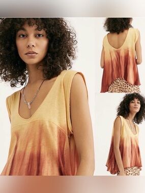 Free People We The Free Sundown Ombre Tank Top ~ Flowy Boho High Low ~ Medium